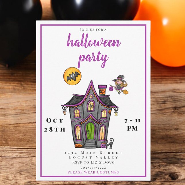 Söta barns Halloween-kostymfest / Spökhus Inbjudningar (Skapare uppladdad)
