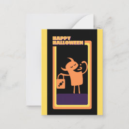 Söta barns Halloween-monster bus eller godis Anteckningskort