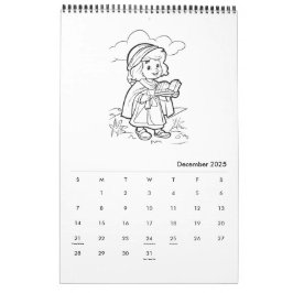 Söta barns religiösa färgläggningskalender kalender