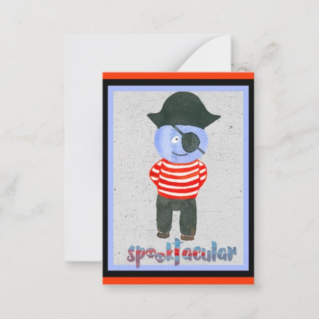 Söta barns spökliga Halloween-figur piratnot kort (Framsida)