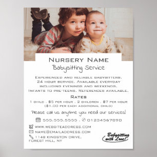 Söta barnvakt, daghem, Nursery Advert Poster