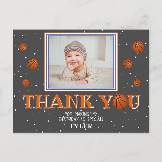 Söta basketbollar Kritstavla Foto Tack Vykort (Framsida)
