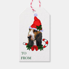 Söta Basset Hound julklappsbrickor Presentetikett