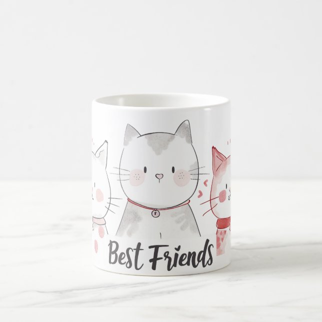 Söta bästa katter-vänner kaffemugg (Center)