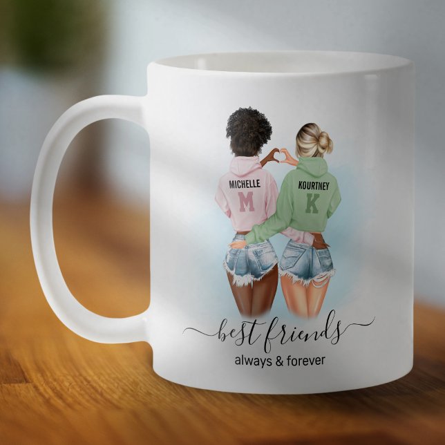 Söta bästa vänner BFF Monogram Kaffemugg (Skapare uppladdad)