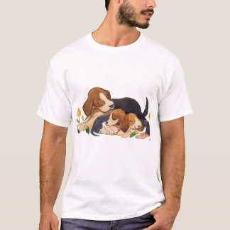 Söta Beagle Hundar och Fjäril Vattenfärg Illustrat T Shirt