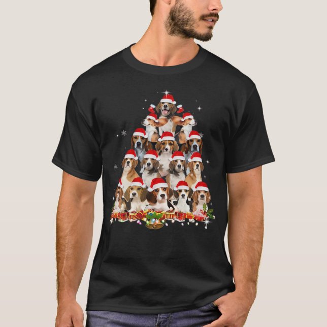 Söta Beagles Julgran Hund Tomte Xmas T-shirt Kul (Framsida)