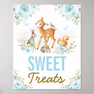 Söta Beats Blue Woodland Forest Animals - favorite Poster