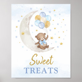 Söta Beats Nalle Blue Guld-ballonger Poster