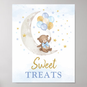Söta Beats Nalle Blue Guld-ballonger Poster