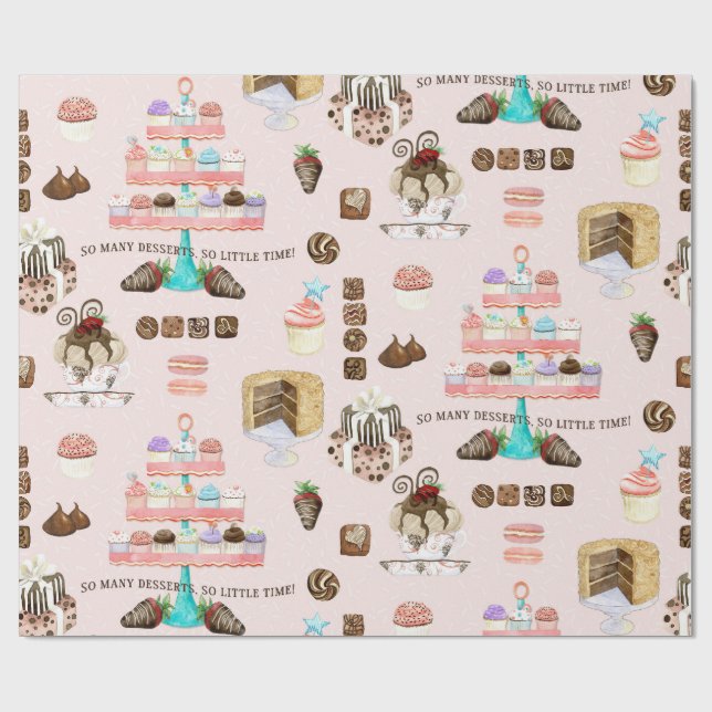 Söta Bebehandlar Muffinsar Chocolates n Cakes Deco Presentpapper (Platt)