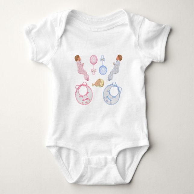 Söta Bebis Babyshower Sängkammare Fotspår T Shirt (Framsida)