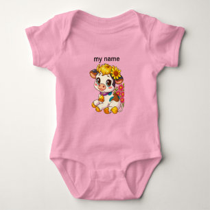 Söta bebisar Ko med blommor Rapklut T Shirt
