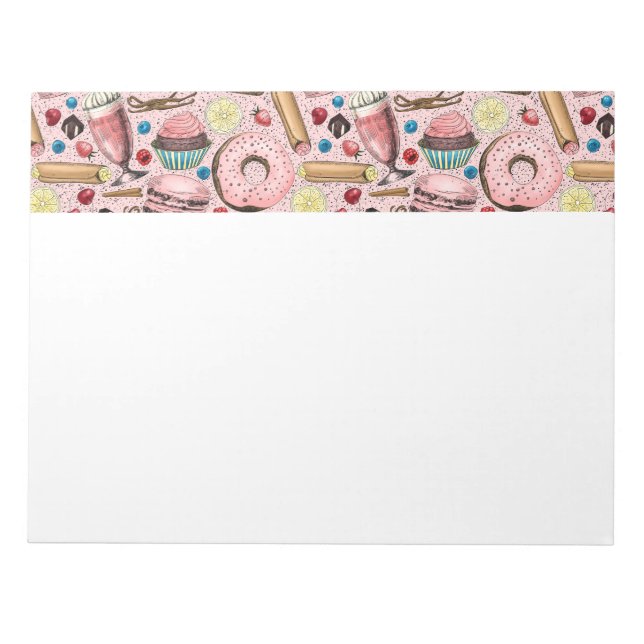 Söta behandlingar på rosa anteckningsblock (Framsida)