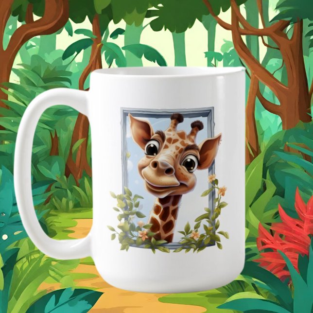 Söta beroende giraffsdjungeldjur kaffemugg (Skapare uppladdad)