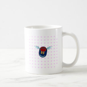 Söta bevingade sko tecknad film & rosa hjärtan kaffemugg