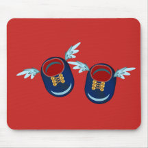 Söta bevingade små skor i blått och rött