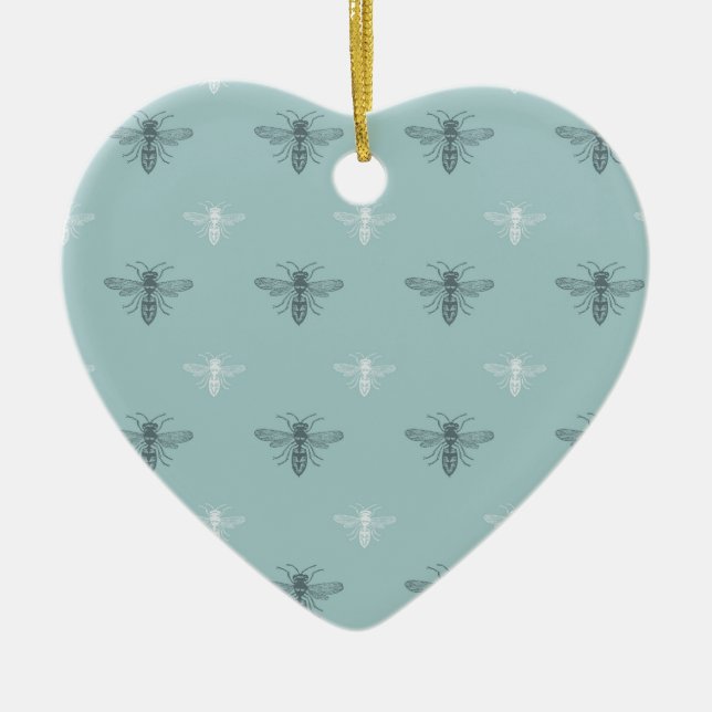 Söta bin julgransprydnad keramik (Framsidan)