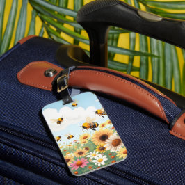 Söta bin och blommor illustration bagagebricka