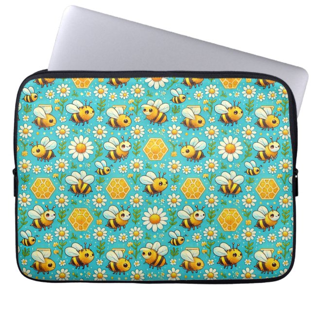 🐝 Söta bin Prästkragar Förvaringsfodral till Bärb Laptop Fodral (Framsidan)