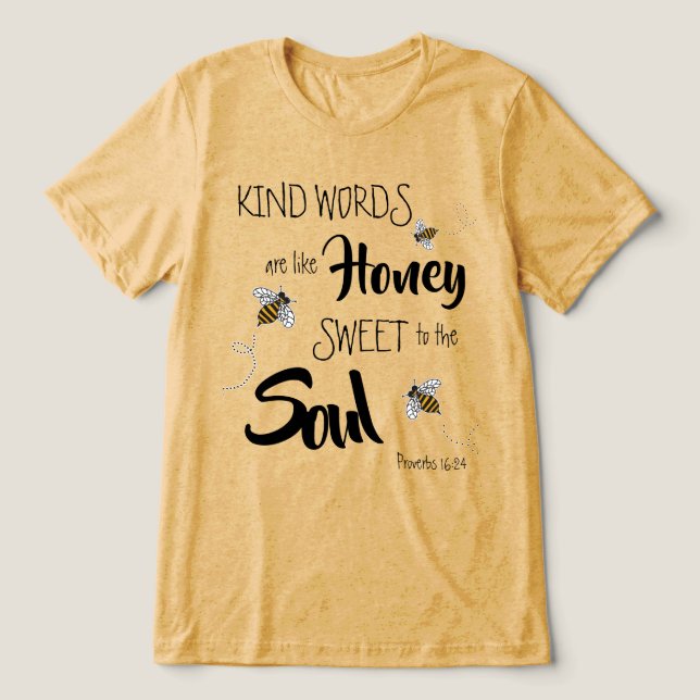 Söta bin Snälla Ord Som Honung Modern Senap T Shirt (Design Framsida)