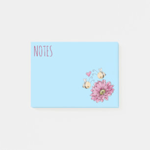 Söta Bina Blomma Post-It Notes Block