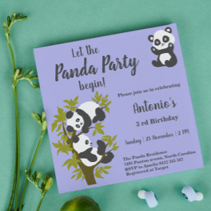 Söta björn Pandas Party Pojke Födelsedag Inbjudningar