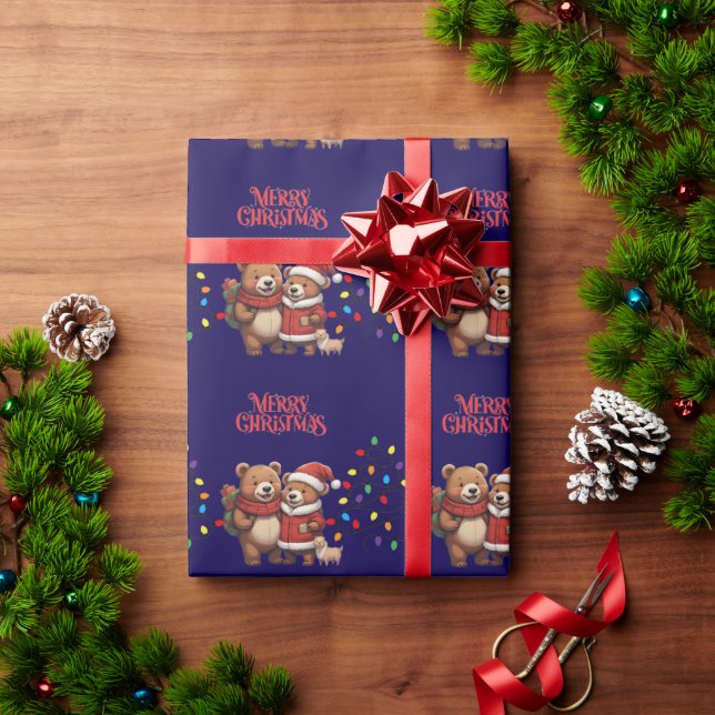 söta björnar jul inslagspapper presentpapper (Julgåva)