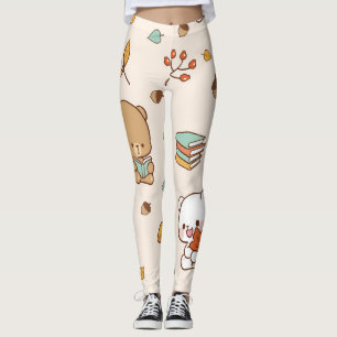 Söta björnar med bokar baljväxter leggings
