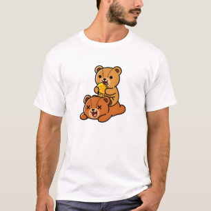 Söta Björnar som Äter Söt Bikaka Tecknad Film T Shirt