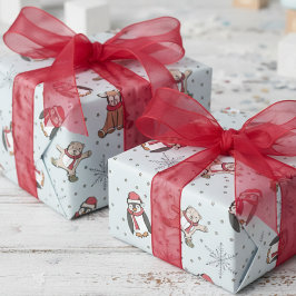 Söta blå Babys Första julvinter Djuren Presentpapper