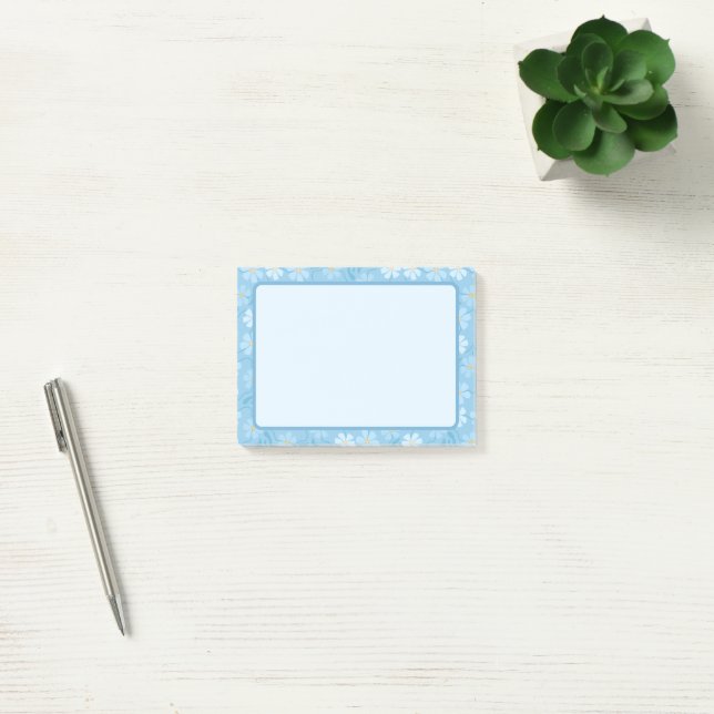Söta Blå Blommiga Post It-lappar Post-it Block (Kontor)