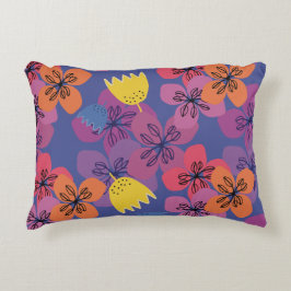 Söta blå blommor färgglada moderna prydnadskudde