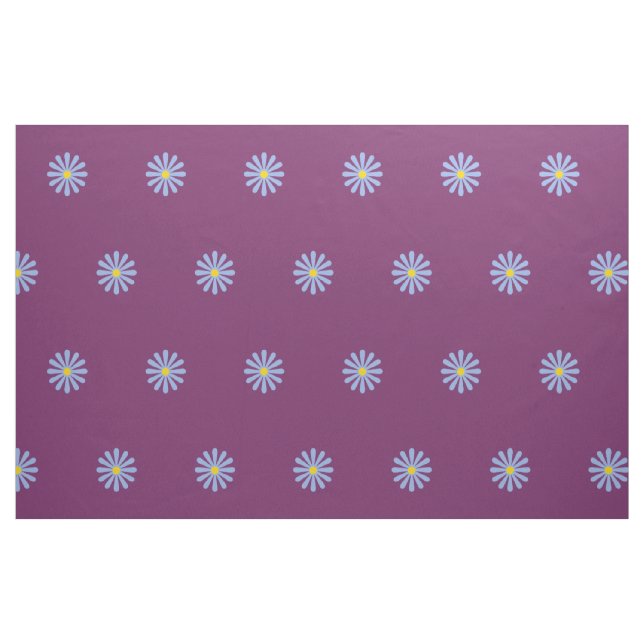 Söta Blå Blommor Mönster på Druv Lila Tyg (Fat Quarter)