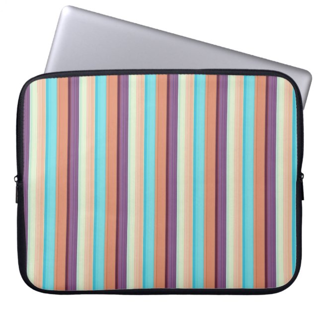 Söta blå bruna ränder  laptop fodral (Framsidan)
