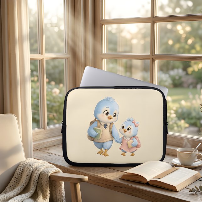 Söta blå fågelbröders bärbara datorskydd laptop fodral (Skapare uppladdad)