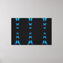 Söta Blå Fjärilar Svart Midnatt Färg