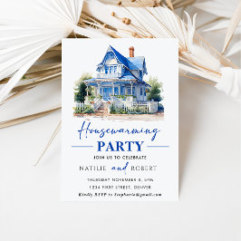 Söta blå hemmet Party Inbjudningar