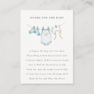 Söta blå klädstreckböcker för baby shower tilläggskort