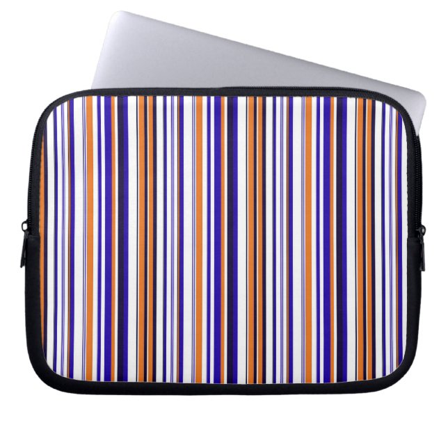 Söta blå orangea ränder laptop fodral (Framsidan)