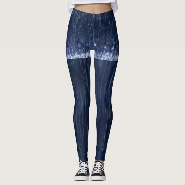 Söta Blå Regn Leggings (Framsida)