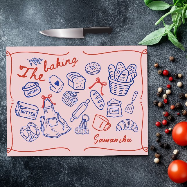 Söta blå röda bakande doodles personlig (Skapare uppladdad)