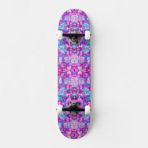 Söta blå rosa blommönster mini skateboard bräda 18,5 cm