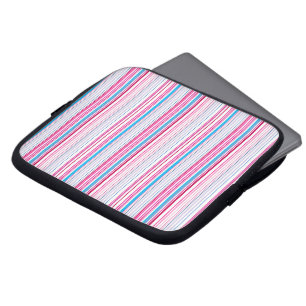Söta blå rosa ränder laptop fodral