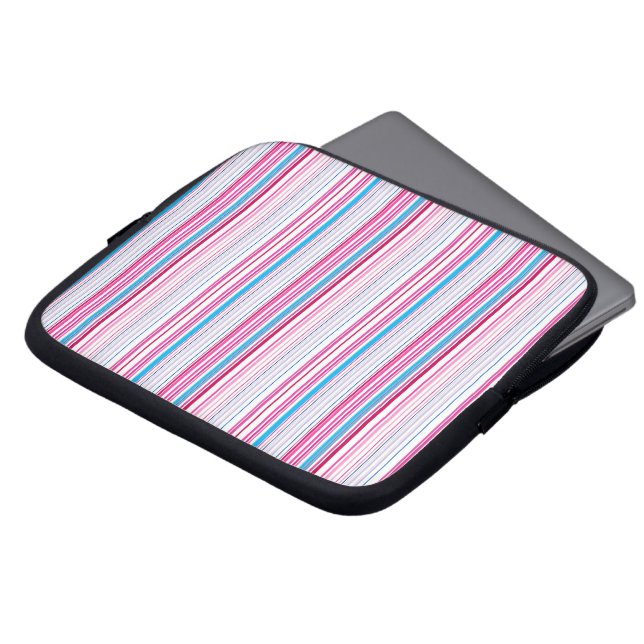 Söta blå rosa ränder laptop fodral (Framsida topp)