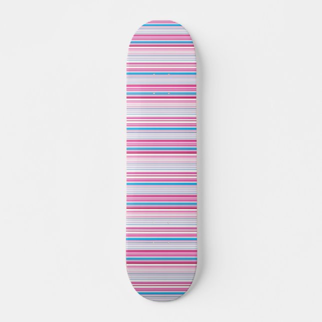 Söta blå rosa ränder mini skateboard bräda 18,5 cm (Framsida)