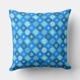Söta blå snöflingemönsterdesign kudde