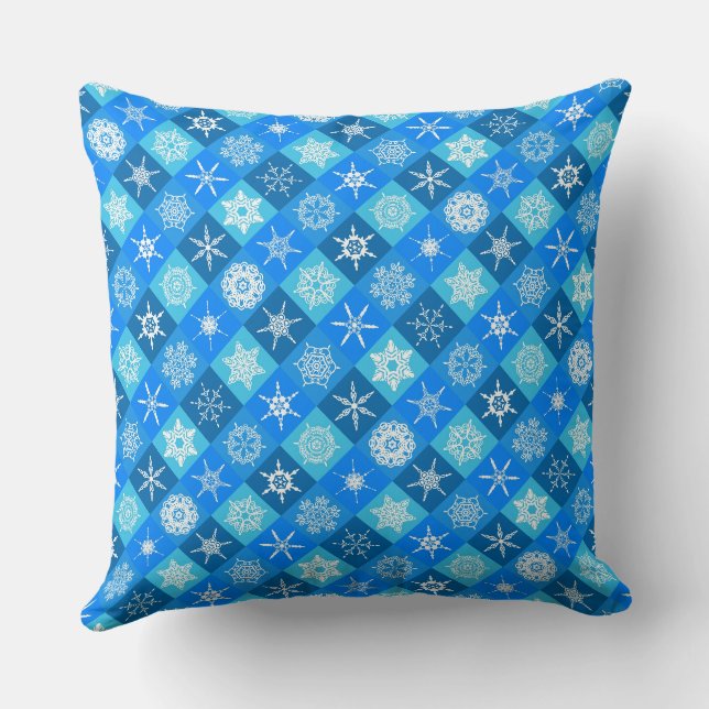 Söta blå snöflingemönsterdesign kudde (Baksida)
