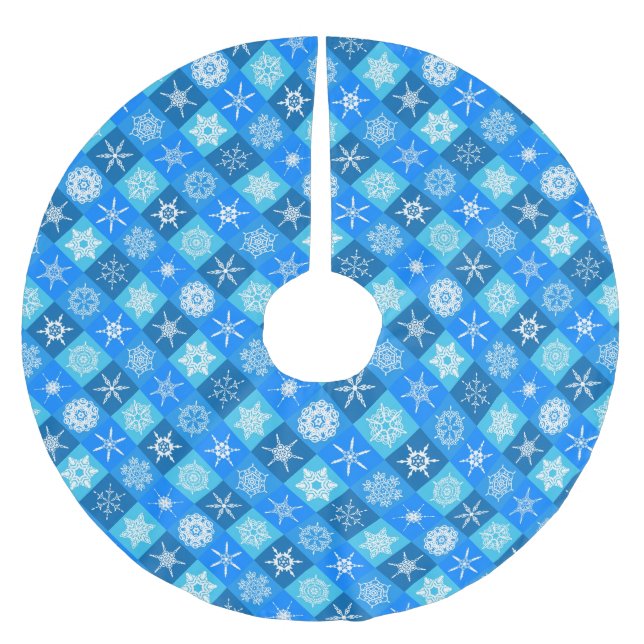 Söta blå snöflingormönsterdesign julgransmatta borstad polyester (Framsidan)