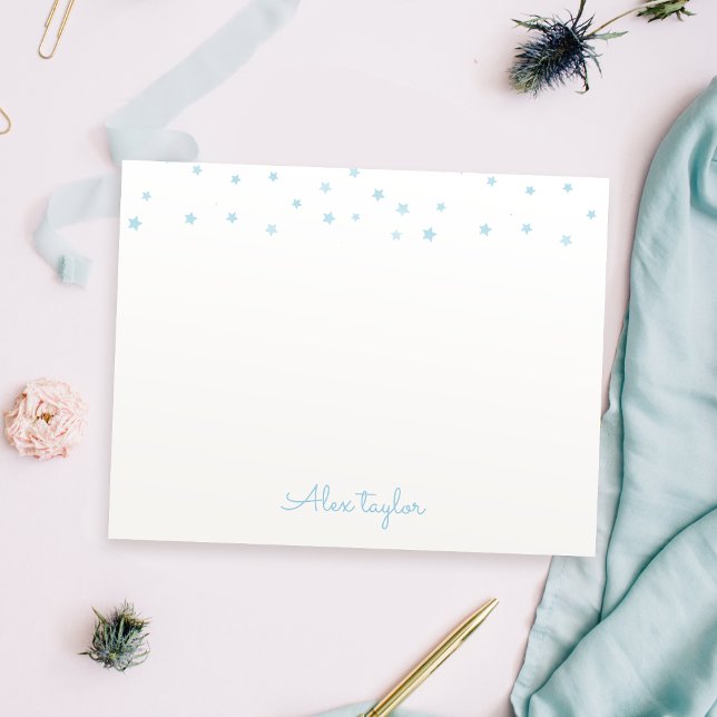 Söta blå stjärnor barn Personlig brevpapper Anteckningskort (Cute blue stars kids Personalized Stationery Note Card)